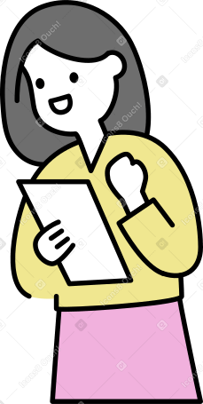 woman with papers pumping fist PNG, SVG