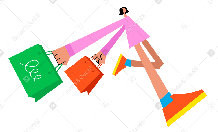 Ilustração animada de Mulher indo às compras em GIF, Lottie (JSON), AE