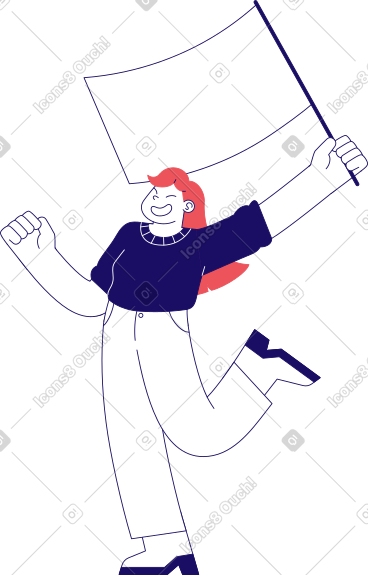 Jubilant woman holding flag PNG, SVG