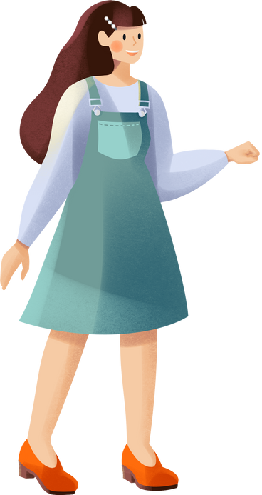 young woman in a green sundress PNG, SVG