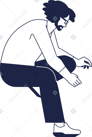 man in glasses sitting on bent leg Illustration in PNG, SVG