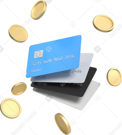 3D credit cards Illustration in PNG, SVG