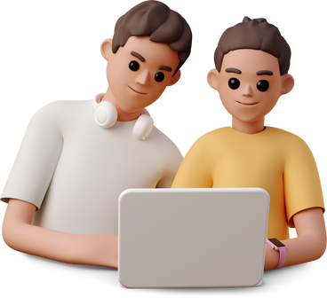 young man and woman sitting in front of laptop PNG, SVG