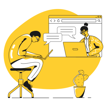 Man and woman working on laptops PNG, SVG