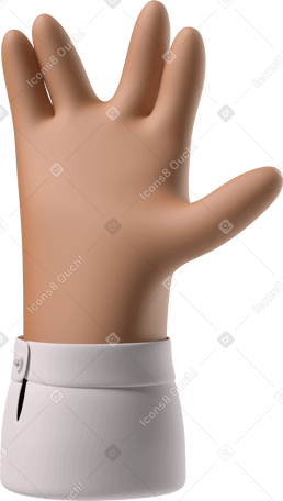3D Brown skin hand giving the vulcan salute PNG, SVG