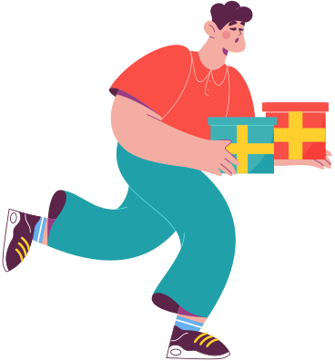 running man with gift boxes PNG, SVG