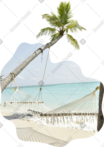 Background with beach, palm tree and hammock PNG, SVG