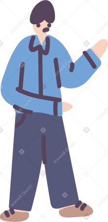 man in a blue shirt stands PNG, SVG