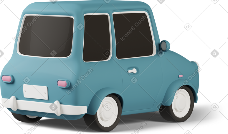 3D back view of toy car turn right blue PNG, SVG