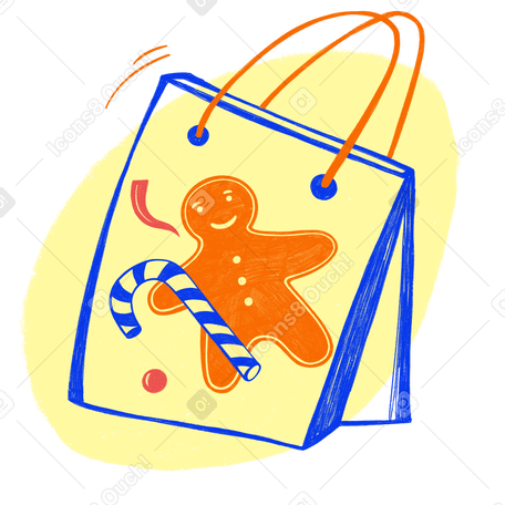 Festive Christmas bag of sweets Illustration in PNG, SVG
