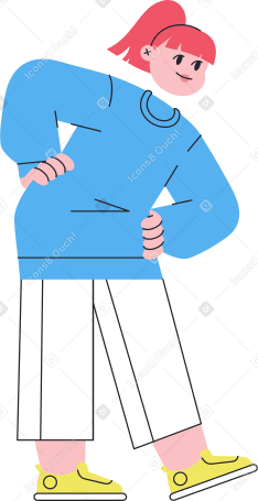 girl standing and leaning to the right Illustration in PNG, SVG
