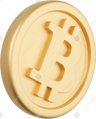 3D side view bitcoin Illustration in PNG, SVG