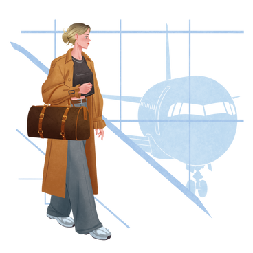Woman walking in airport terminal PNG, SVG