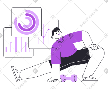 男人在做伸展运动，背后有图表 PNG, SVG