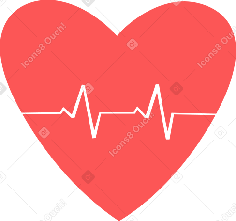big heart with cardiogram Illustration in PNG, SVG