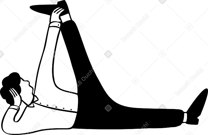 Мужчина лежит с поднятой ногой в PNG, SVG