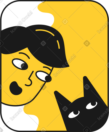 屏幕上的男人和黑猫 PNG, SVG