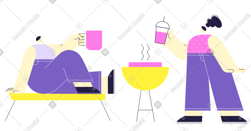 人们在烧烤聚会上放松 PNG, SVG