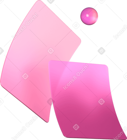 3D cards with rounded corners and glass sphere PNG, SVG