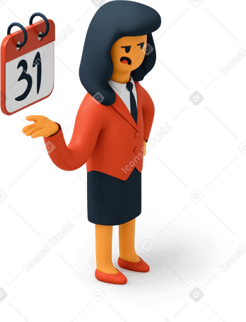 3D Woman in suit showing a daily calendar PNG, SVG