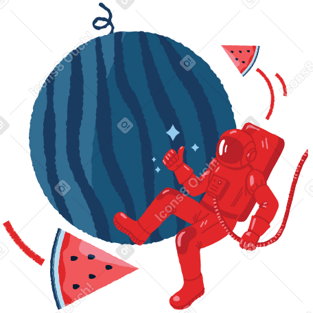 Watermelon planet Illustration in PNG, SVG