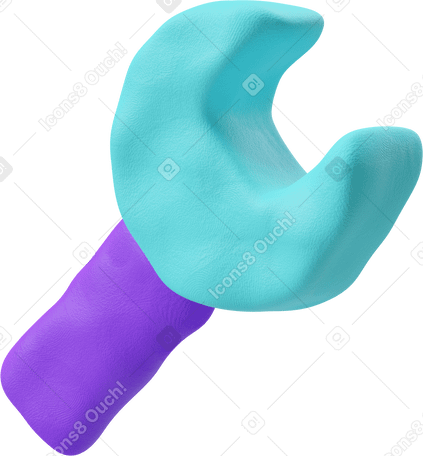 3D Dreiviertelansicht eines blau-violetten schraubenschlüssels PNG, SVG
