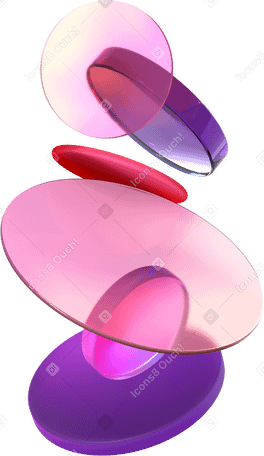 3D 色彩鲜艳的浮动镜片组成 PNG, SVG