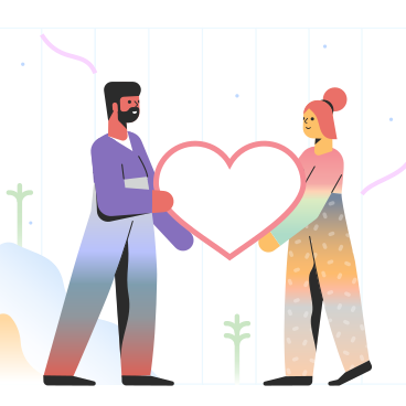 A couple holding a heart PNG, SVG