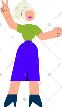 女人站起来展示和平标志 PNG, SVG