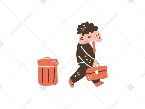 Man walking away after taking the trash out PNG, SVG