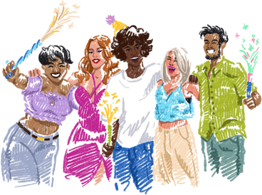 Friends having a party PNG, SVG