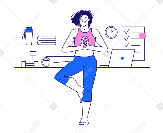 Home Yoga Illustration in PNG, SVG