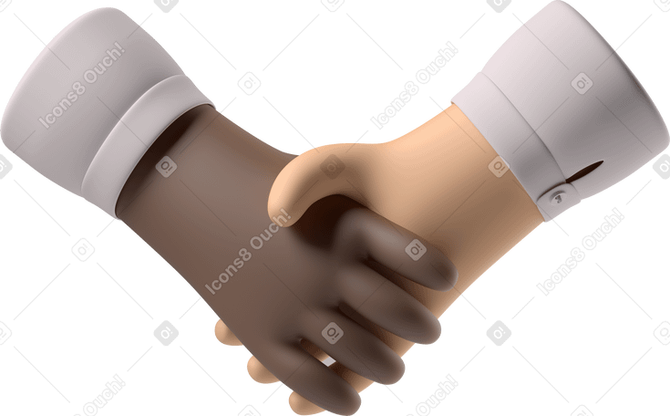 3D 검은 피부와 하얀 피부 손의 악수 PNG, SVG