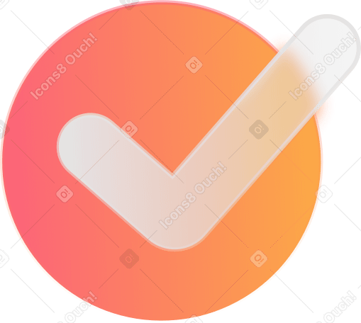 orange checkmark icon with frosted glass effect PNG, SVG