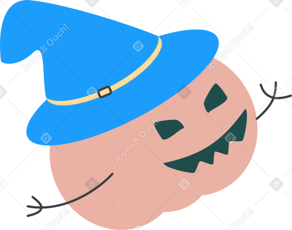 halloween pumpkin in a blue hat PNG, SVG