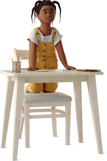 little girl rejoices sitting at the table PNG, SVG