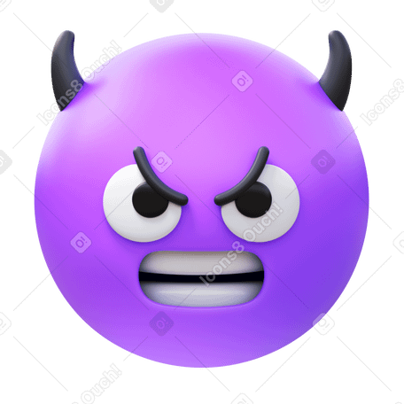 3D angry face with horns в PNG, SVG