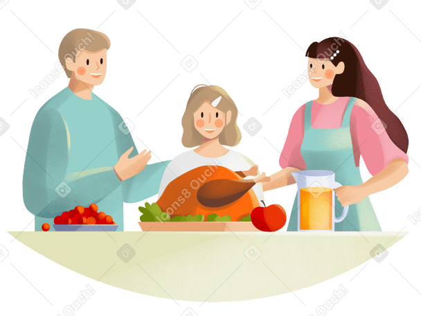 Family at the holiday table Illustration in PNG, SVG
