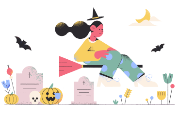 Witch at the graveyard PNG, SVG
