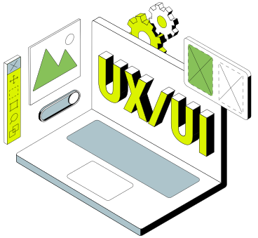 Надпись ux/ui на ноутбуке с текстом приложения веб-дизайна в PNG, SVG