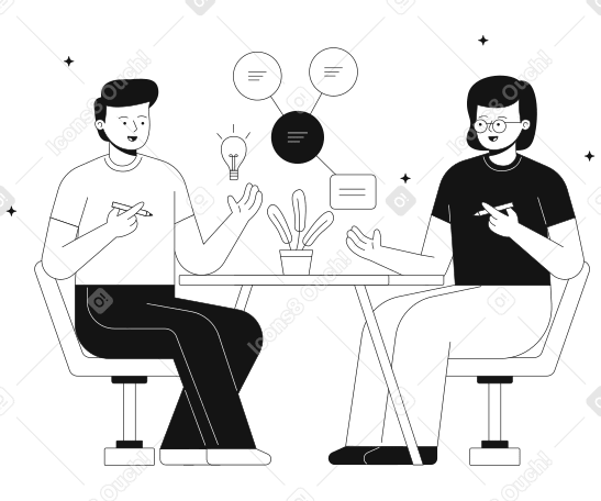 테이블에 앉아 동료들의 새로운 아이디어 계획 및 토론 PNG, SVG