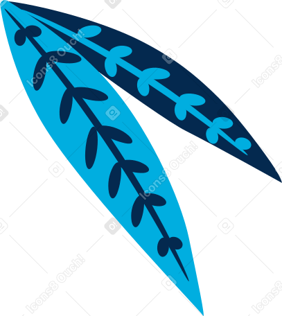 light blue and dark blue leaves Illustration in PNG, SVG