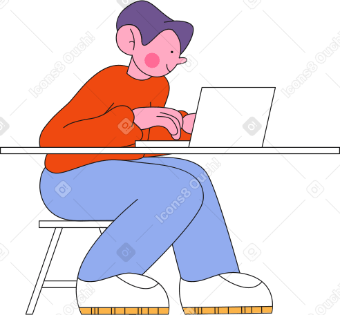 Man is typing on laptop Illustration in PNG, SVG