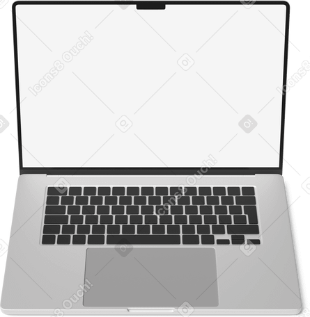 3D top view of white screen laptop PNG, SVG