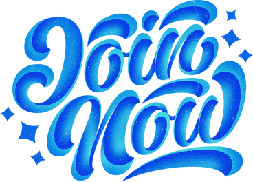 lettering join now with blue shadows text PNG, SVG