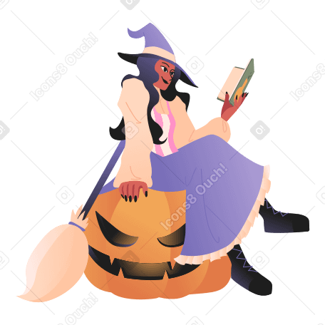 Witch with a potion book PNG, SVG