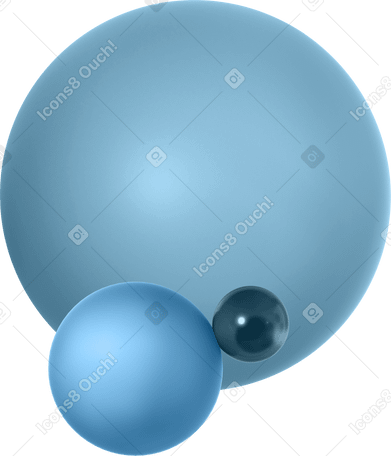 3D three monochrome spheres PNG, SVG