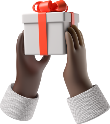 Black skin hands holding a gift box PNG, SVG