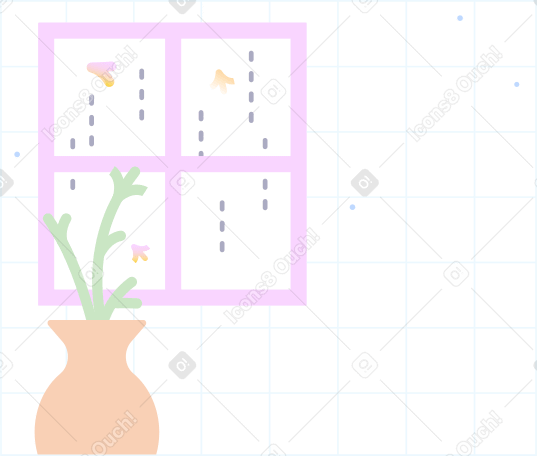 background checkered with a window and a flower PNG, SVG