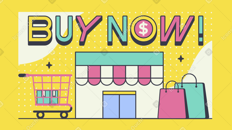 Schriftzug jetzt kaufen! mit shopping-elementen PNG, SVG